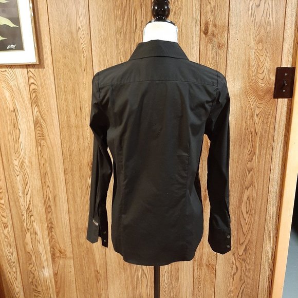 NWOT Express Stretch Black Button-Up Dress Shirt - Picture 5 of 10